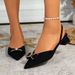 Cross-border Foreign Trade Plus-size High-heeled For Women, 2026 Summer New Style, Pointed-toe Chunky Heel Fashion Bow_vogvips.com