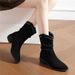 2025 New Thick-Heeled Thick-Soled Pointed-Toe Pleated Ankle Boots, New Autumn-Winter Versatile Stylish Fleece-Lined Short Boots_vogvips.com