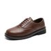 Leather Shoes Men's Autumn Breathable Trendy Shoes Versatile Trendy Brand British Thick Soled Casual Black Anti Slip Square Toe Leather Shoes_vogvips.com