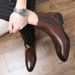 New Fashion Chelsea Boots Men's Brown Retro High-top Men's Boots European And American Fashion Boots British Gentleman Leather Boots_vogvips.com