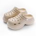 Hole Shoes Women's High Heel Slippers Summer Breathable Garden Shoes Women's Heel Closed Toe Shoes Sandals_vogvips.com