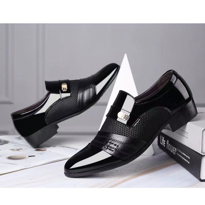 2025 New Shiny Leather Men's Casual Business Formal Large Size Metal Versatile Shoes_vogvips.com