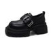 Round Head Platform Small Leather Shoes British Loafers Single Shoes_vogvips.com