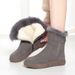 Snow Boots, Women's Fur Integrated, Winter Soft Leather Wool Cotton Shoes, Flat Bottom Anti Slip Cotton Boots With Thick Fleece And Warm Short Boots_vogvips.com