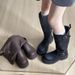 NEW Belt Buckle Long Boots For Women, Petite Height Increase And Slimming, Knee-length Boots, Thick-soled High Boots For Riders_vogvips.com