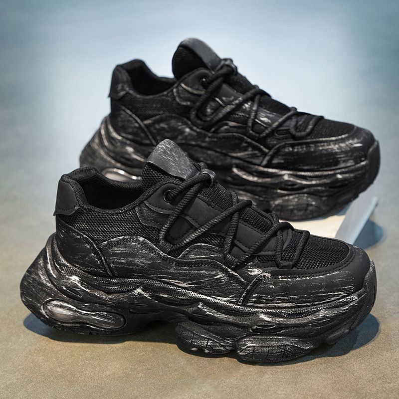 2025 Thick Soled Summer New Style Breathable Mesh Height Increasing Shock Absorbent Air Cushion Sports Men's Trendy_vogvips.com