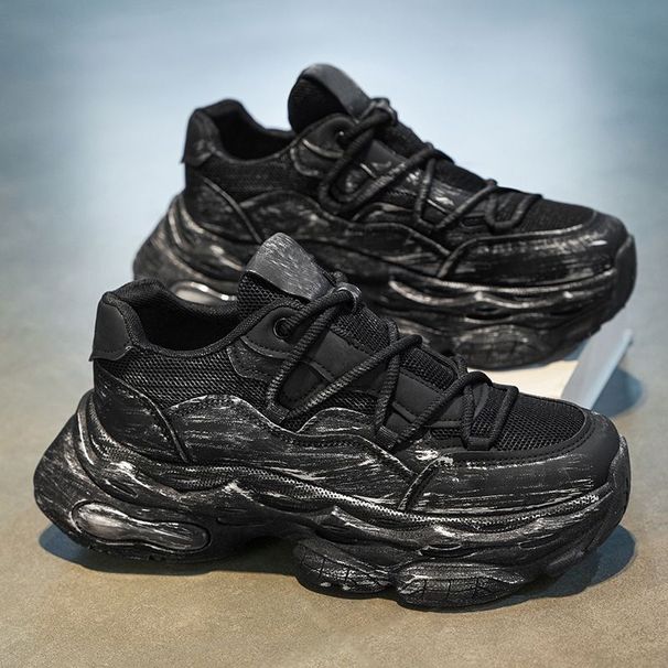2025 Thick Soled Summer New Style Breathable Mesh Height Increasing Shock Absorbent Air Cushion Sports Men's Trendy_vogvips.com