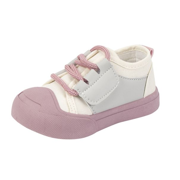 Kids' Color-Block Canvas Sneakers – Soft Rubber Sole, Slip-On Design For Toddlers & Children (Unisex, Pink/Blue/Green)_vogvips.com