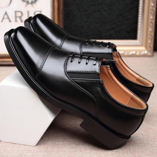 Spring And Autumn New Business Leather Shoes Men, Three-Connector Formal Work Shoes, Security Guard Interview Casual_vogvips.com