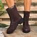 Women's Retro Belt Buckle Slim Fit Suede Martin Boots Plus Size Winter New Style Export_vogvips.com