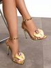 Elegant Women's High Heel Sandals With Floral Ankle Strap - Round Toe Party Shoes For Evening & Special Occasions (Gold, 35-43)_vogvips.com