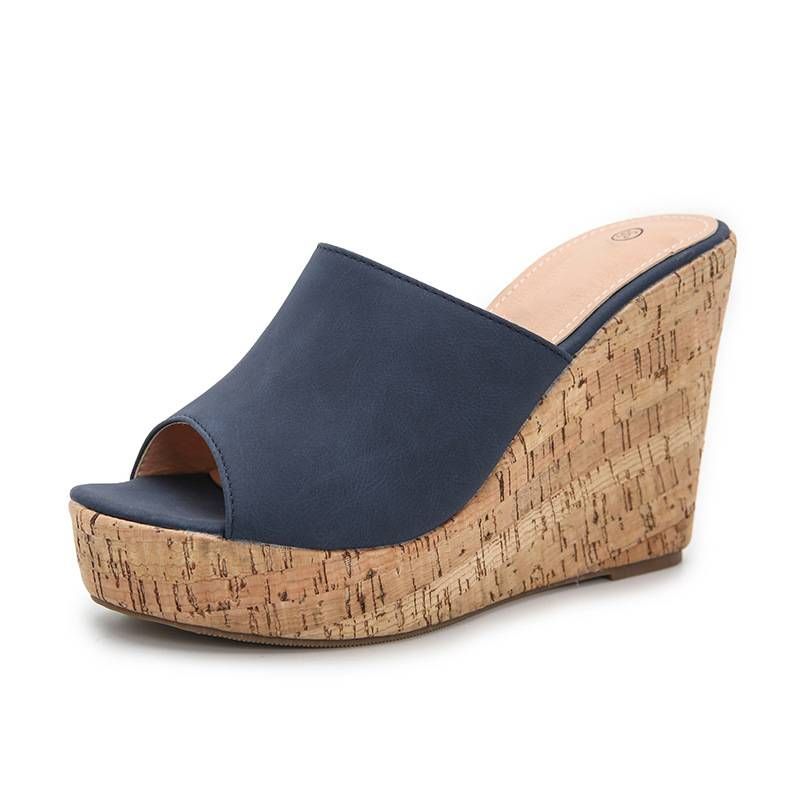 Large Size Women's Sandals Fish Mouth High Heel Slippers For Outdoor Summer Fashionable Ladies Flip Flops Footwear_vogvips.com