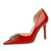 638-K61 European And American Style Sexy Nightclub Stiletto High-heeled Shiny Patent Leather Side Cutout Metal_vogvips.com