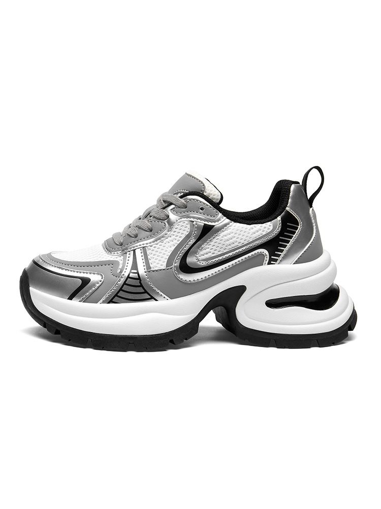 White Deer Ruth Same Style Silver Dad New Thick Sole Height Increasing Breathable Casual Sports Shoes Women_vogvips.com