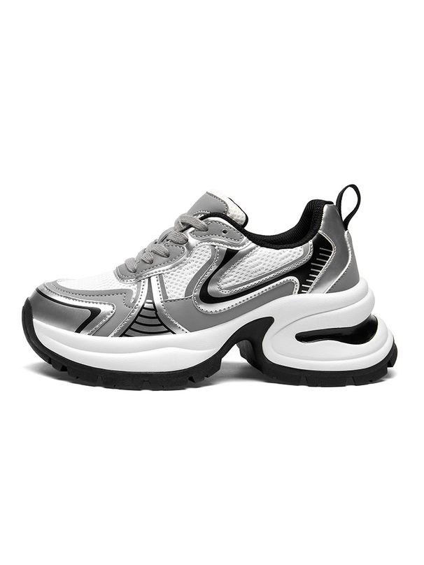 White Deer Ruth Same Style Silver Dad New Thick Sole Height Increasing Breathable Casual Sports Shoes Women_vogvips.com