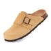 Crestar Women's New Cow Suede Leather Clogs Slipper Antislip Cork Sole Mules Shoes Outdoor Men Beach Sandals With Buckle_vogvips.com