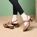 Summer New Style Chunky Mid Women's Shoes One Strap Korean Classic Closed High Heel Pointed Toe Fashion Single Sandals_vogvips.com