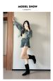 Retro 2025.1 Autumn/Winter New Round-toed Suede Pleated Chunk-heeled Mid-calf Boots_vogvips.com