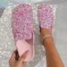 Brick Patterned Slippers, Women's Sequined Half Slippers, Adult Cork Shoes, Comfortable Casual Non Slip European And American Style Sandals._vogvips.com