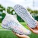 Soccer Shoes High tops long spikes gold camouflage professional shoes_vogvips.com