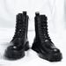 British Style Black Martin Boots Men Ins Cool Side Zipper Workwear Motorcycle Boots European And American Thick Bottom High Top Shoes 96118 R_vogvips.com