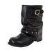 Studded Pleated Slouch 25 Autumn Winter New Western Cowboy Short Tube Belt Buckle Cuff Boots_vogvips.com