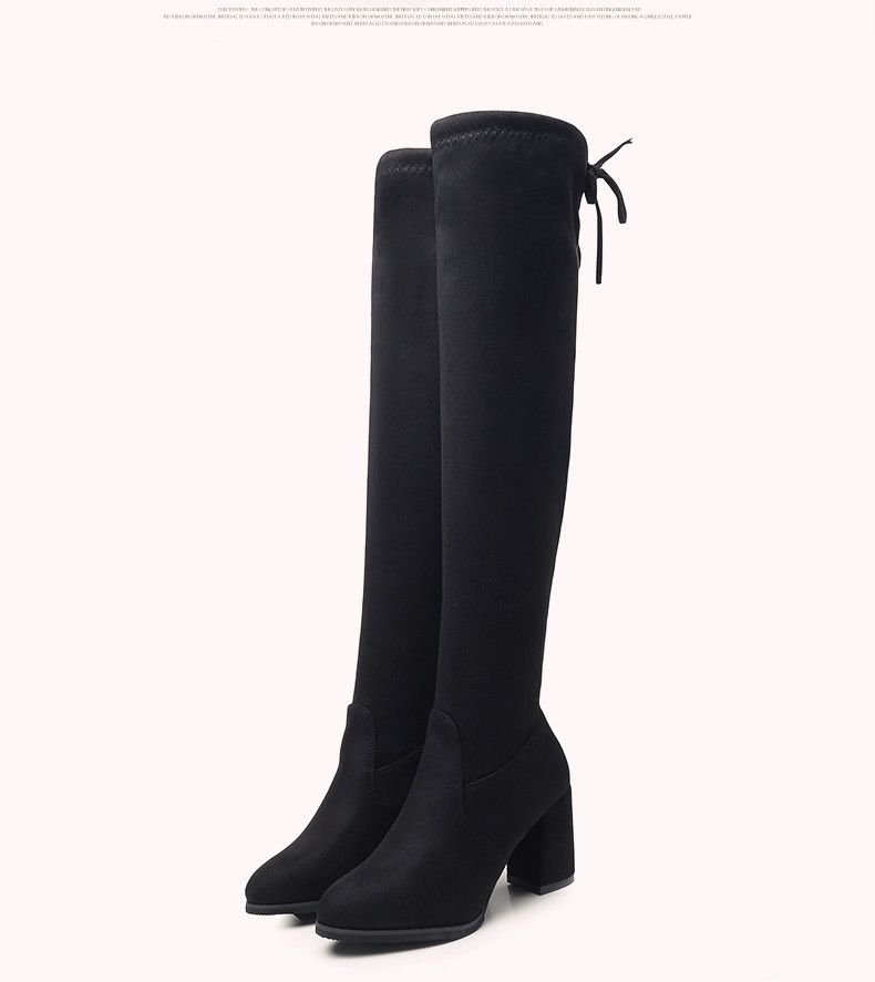Elastic Boots Autumn And Winter New Item For Women, Over The Knee Slimming Thick High Heels, Boots, Long Tube_vogvips.com