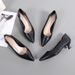 wangjia Wangjia For Women Sole Black High Heels Stiletto Professional Attire Pointed Toe Low Heel Soft Leather_vogvips.com