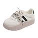 Women's Lightweight Leather Training Shoes With Mesh Lining, Round Toe, Low Heel, Solid Color, Spring Summer Breathable Casual Footwear_vogvips.com