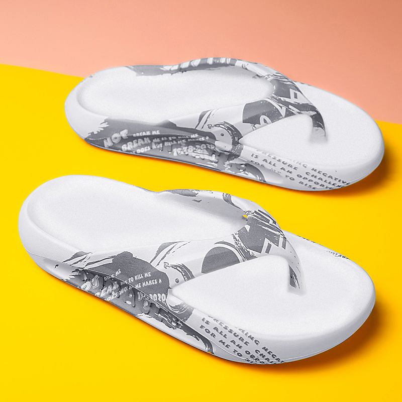 Women's Classy Printed Men's And Women's Couple Large Size Eva High Elastic Thick-Soled Lightweight Flip-Flops Outdoor Beach Slippers_vogvips.com