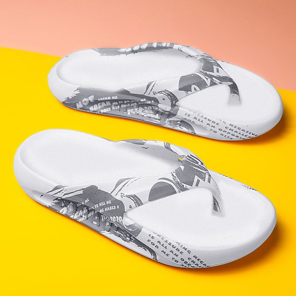 Women's Classy Printed Men's And Women's Couple Large Size Eva High Elastic Thick-Soled Lightweight Flip-Flops Outdoor Beach Slippers_vogvips.com