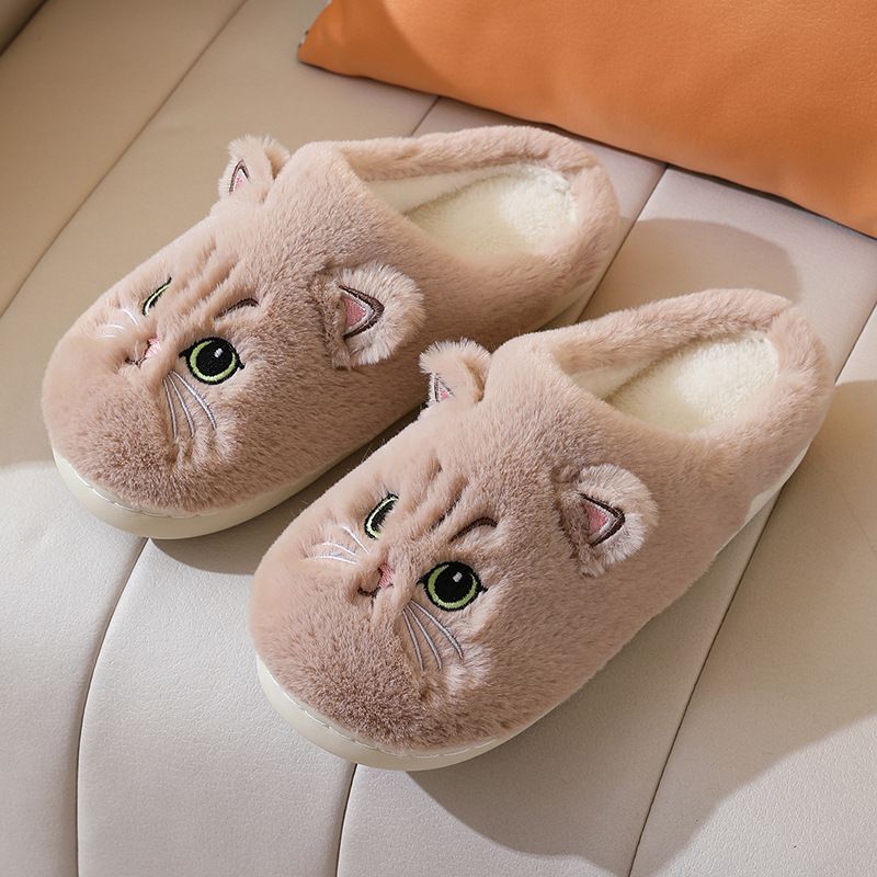 New Autumn Winter Cotton For Men And Women Couples Cartoon Kitten Indoor Plush Slippers Home Warm_vogvips.com
