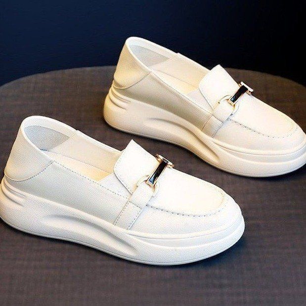 Shoes Women's Shoes Loafers Small Leather Shoes Season Platform Muffin One Pedal Lazy Little White Single Shoes_vogvips.com