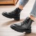 2025 Side Zipper High Top Men's British Style Black Leather Shoes Workwear Short Boots A0d3_vogvips.com