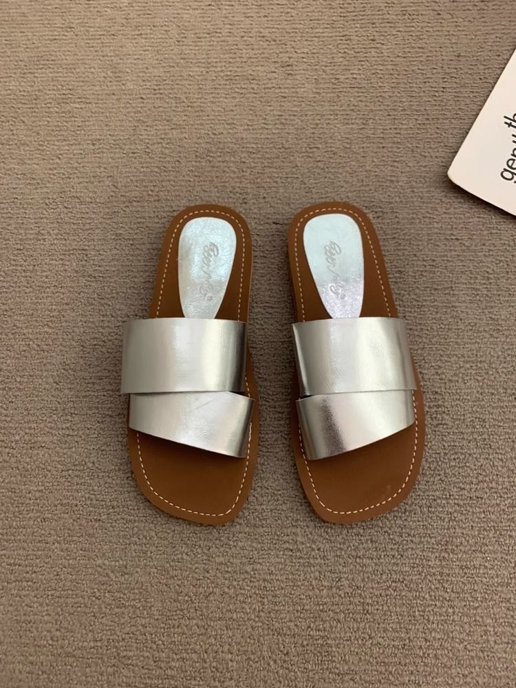 Ins-s Flat Roman Women, Suitable For Outdoor Wear Summer, Beach Sandals With Soft Soles, One-strap Slippers In Ins_vogvips.com