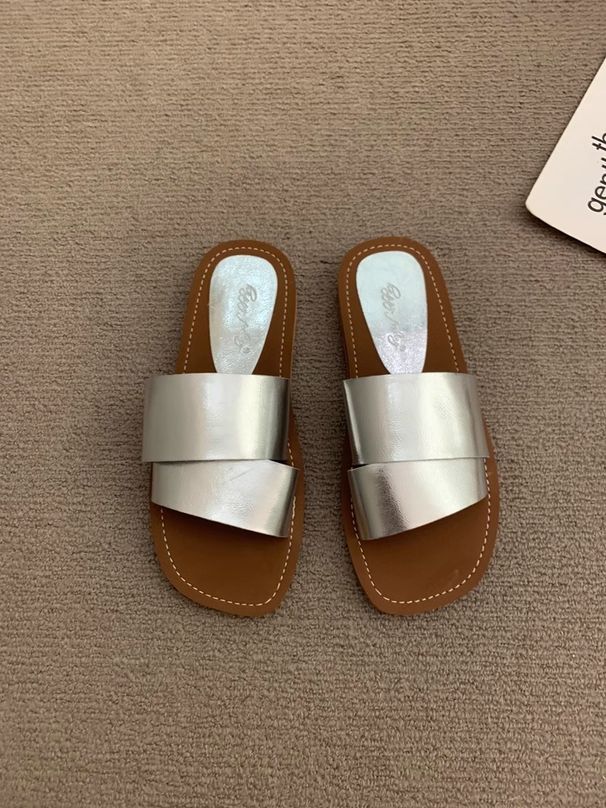 Ins-s Flat Roman Women, Suitable For Outdoor Wear Summer, Beach Sandals With Soft Soles, One-strap Slippers In Ins_vogvips.com