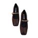 One-Strap Brown Flats New 2024 Spring And Autumn Flat French Style -inspired Square-Toed Mary Jane Shoes For Women_vogvips.com