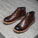European Warm Series Men's Genuine Leather Martin Casual Fashion Short Round Toe Mid-top Black Flat Trendy Fleece Boots_vogvips.com