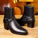 European Warm Series Mid-Calf New Side Zipper Motorcycle Boots Trendy Fashion British Style Pointed Toe Casual Men's Shoes_vogvips.com