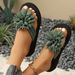 Women's Fashionable Flat Sandals Floral Decor Casual Beach Outerwear Summer_vogvips.com