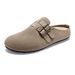 Asgard Suede Clogs Sandals With Double Buckle Outdoor Non-slip Flat Mules Retro Potato Summer Soft Insole Leisure Shoes_vogvips.com