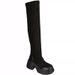 Slimming For Women 2025 New Autumn Winter High Heel Extended Over-the-Knee Stretch Suede Slip-On Single Boots_vogvips.com