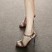 Spring And Summer New Open Toe Sandals One Word Buckle Leopard Print Women S Stiletto Super High Heels Sexy CM_vogvips.com