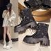 Breathable Martin Boot For Women, Spring And Summer Thin Short 2025 New Thick-Soled Meh Boot, Denim Hollow-Out_vogvips.com