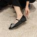 Early Spring Bowknot Rhinestone Height-Increasing Women's Soft Sole, Comfortable For The Feet, Pink French Square-Toed_vogvips.com