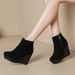 Platform Suede Wedge Heel Fashion Boots, Autumn New Style, Side Zipper, Plus Size,Short Boots_vogvips.com