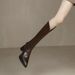 Over-the-Knee V-Cut Slimming For Women 2024 Autumn Winter New British Style High Heel Long With Fleece Lining Riding_vogvips.com