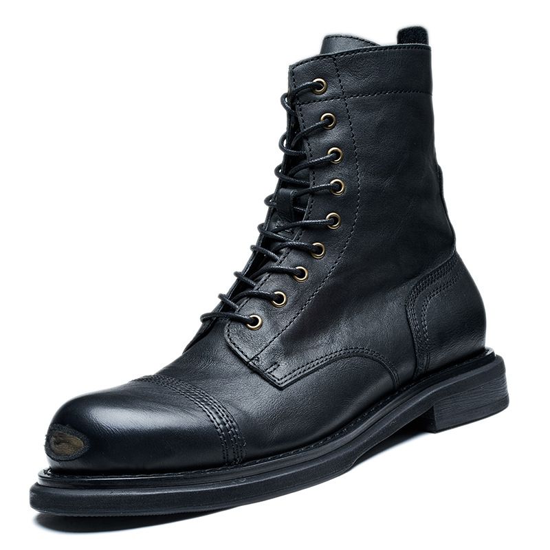 European Warm Series Autumn Winter Vintage Handmade Steel Toe Martin Men Amekaji Genuine Leather High Top Boots_vogvips.com