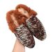 Piergitar Tiger Patterned Cow Hair Men's Mules With Rabbit Fur For Party Wear Handmade Male Classic Smoking Slippers_vogvips.com