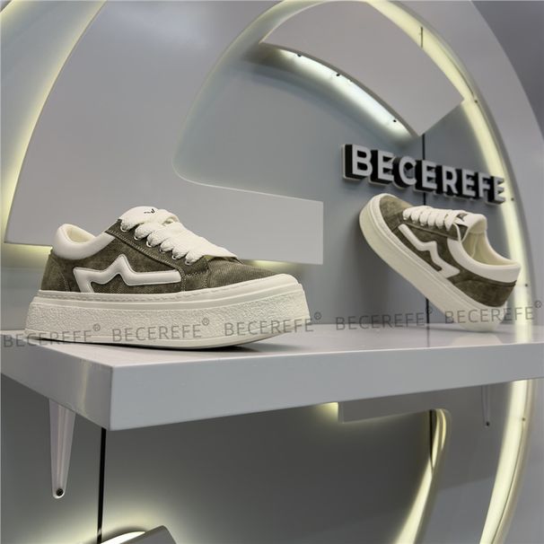 Becerefe Summer New Breathable Canvas Shoes Men's Thick-Soled Sports Casual Versatile Vintage Distressed Sneakers_vogvips.com